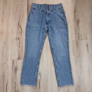 Abercrombie Mom Jeans 27 High Rise Raw Hem Utility Pocket Denim